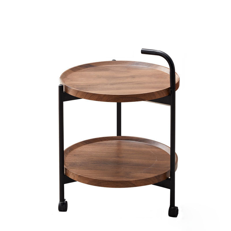 Minimalist Round Iron Wood 2-Tier Coffee Table