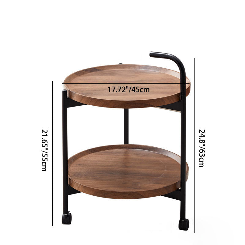 Minimalist Round Iron Wood 2-Tier Coffee Table