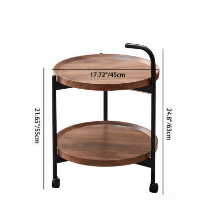 Minimalist Round Iron Wood 2-Tier Coffee Table