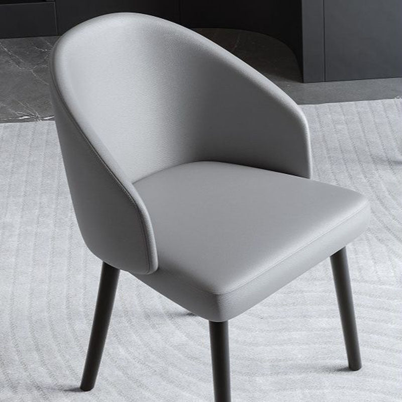 Nordic Trapezoid Saddle Leather Ash Dining Chair — Dark Gray