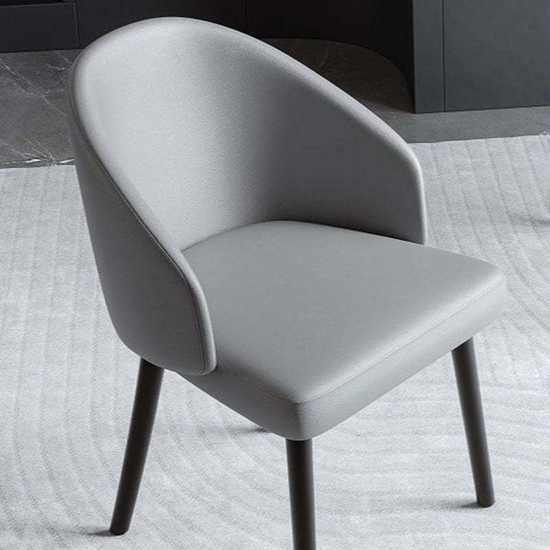 Nordic Trapezoid Saddle Leather Ash Dining Chair — Dark Gray