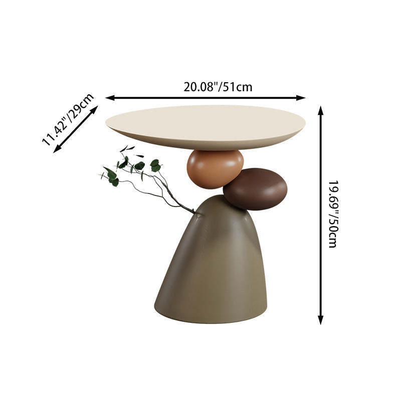 Contemporary Elliptical Branch Resin End Table — Dark Green
