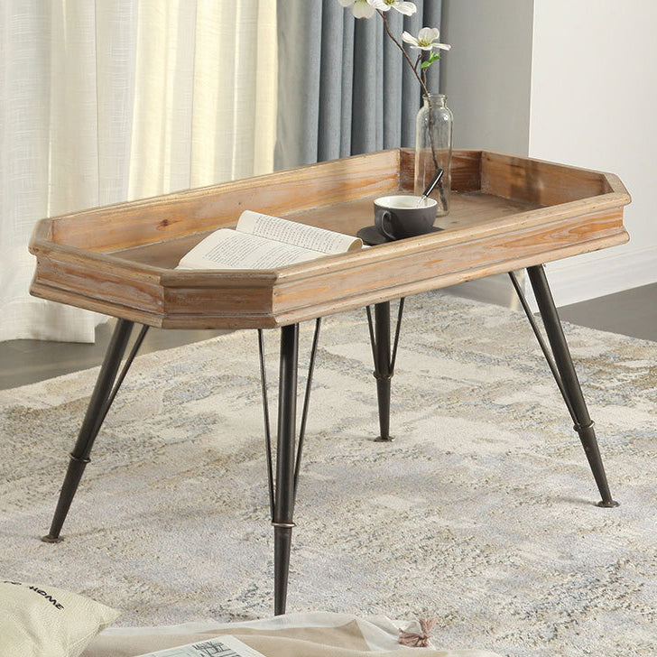 Rustic Rectangular Wood Iron Coffee Table