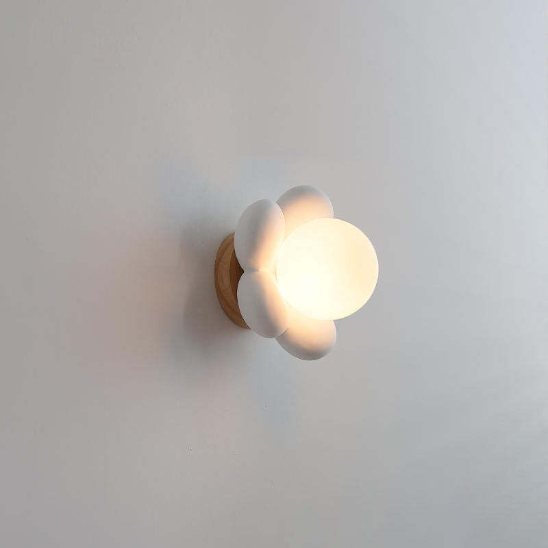 Modern Flower Glass Ceramic Kids Sconce — Pink / 110V-120V For US/CA