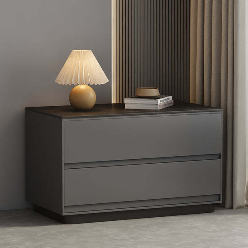Minimalist Rock Slab Solid Wood Nightstand — Dark Gray