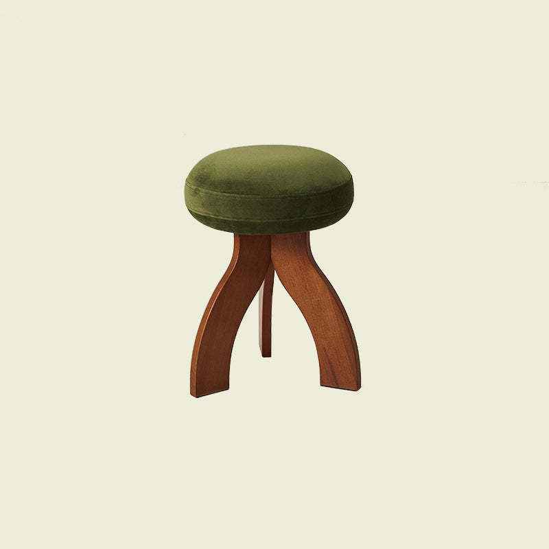 Vintage Triangle Base Wood Fabric Vanity Stool