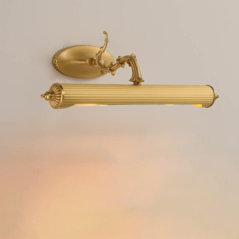 French Antique Copper Cylindrical Vanity Wall Sconce