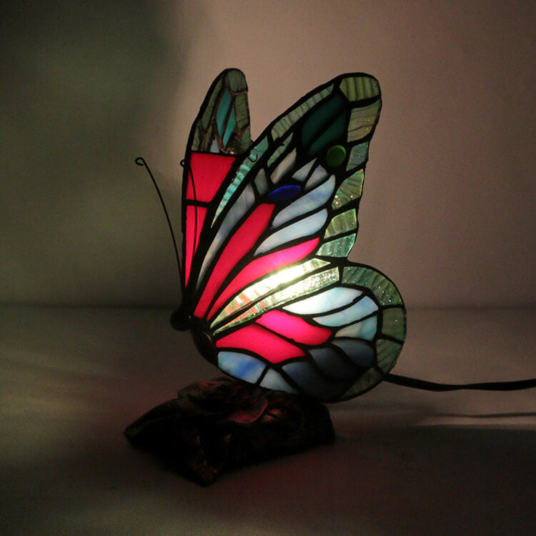 Tiffany Glass Butterfly Night Light Lamp