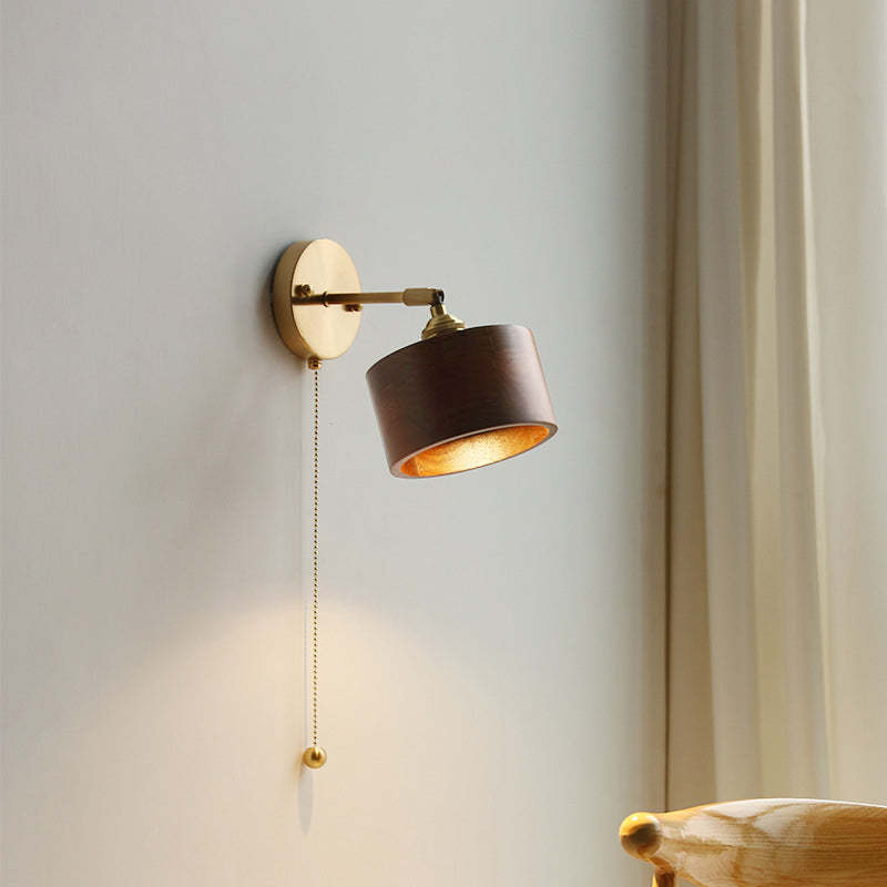 Scandinavian Cone Dome Copper Wood Sconce