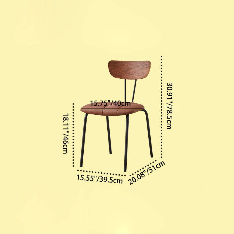 Contemporary PU Leather Steel Dining Chair — Black Backrest + Brown PU Leather Cushion