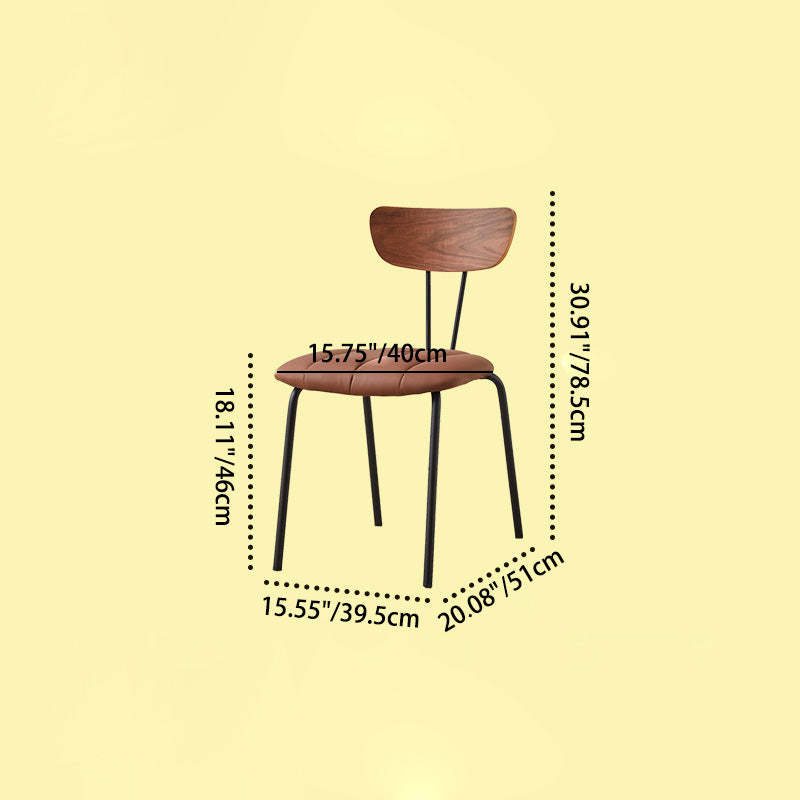 Contemporary PU Leather Steel Dining Chair — Black Backrest + Brown PU Leather Cushion