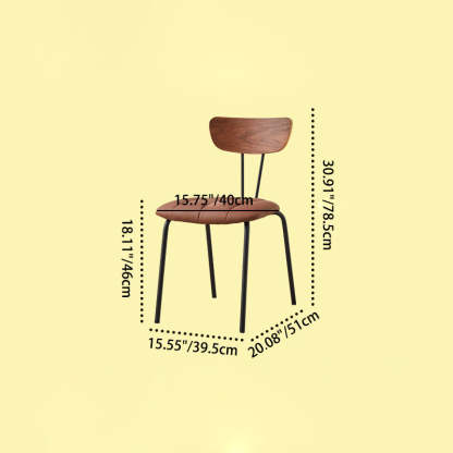 Contemporary PU Leather Steel Dining Chair — Black Backrest + Brown PU Leather Cushion