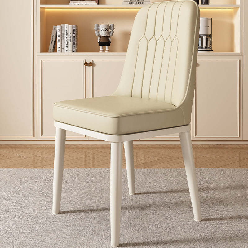 Contemporary Square PU Leather Upholstered Dining Chair — Black Seat   Black Legs