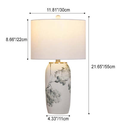 Modern Chinese Ink Ceramic Fabric Lamp