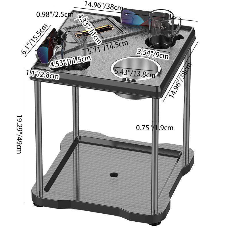 Contemporary Square Plastic Coffee Table 3-Tray
