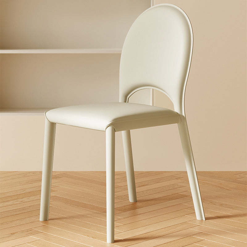 Oval-back leather steel dining chairs & benches for dining room
