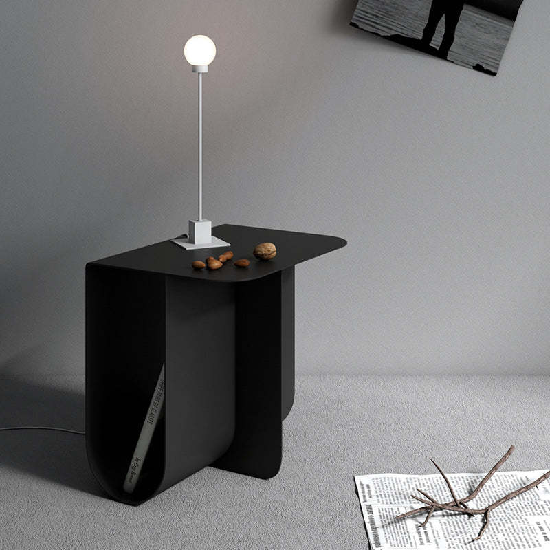 Lighom minimalist 1-storage t-shape black end & side tables — 15.75" L x 11.81" W x 14.96" H / Iron