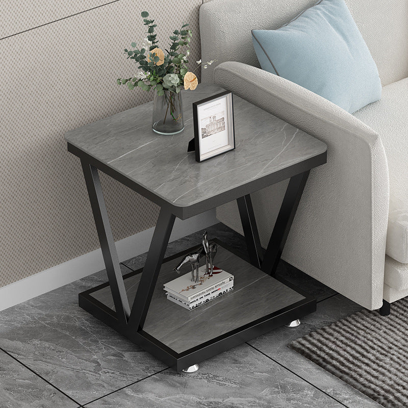 Modern Square Steel 2-Tier End Table