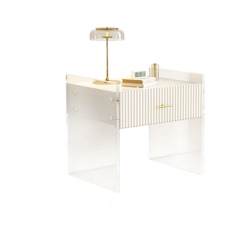 Modern Acrylic Rectangular Nightstand 1-Drawer