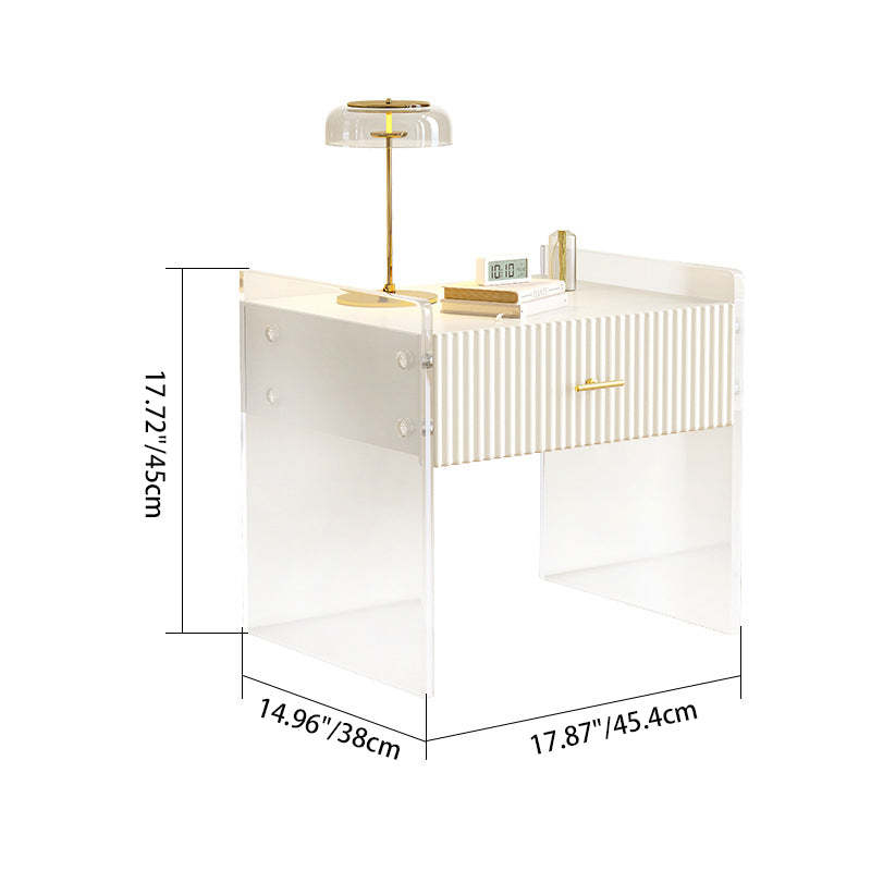 Modern Acrylic Rectangular Nightstand 1-Drawer