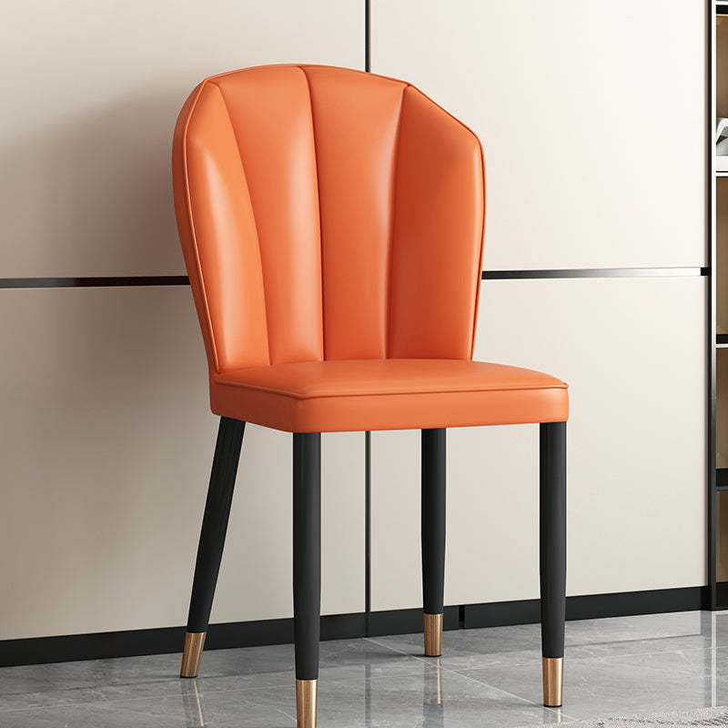 Modern Leather Steel Shell Dining Chair — X Shape / Black / Dark Gray