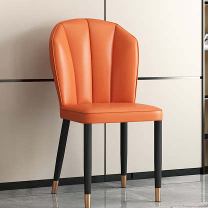Modern Leather Steel Shell Dining Chair — X Shape / Black / Dark Gray