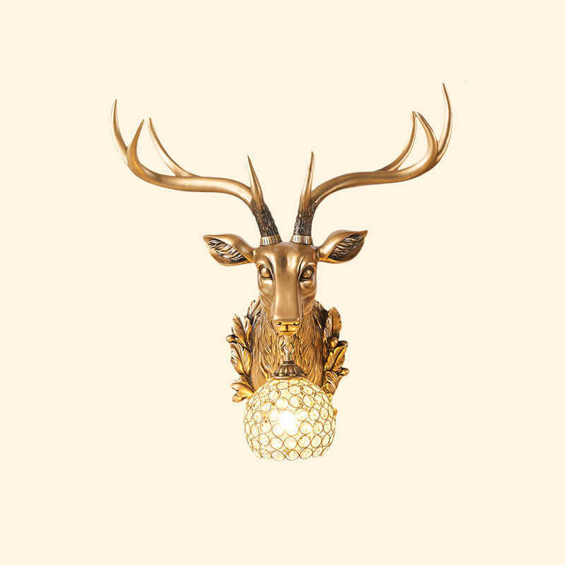 European Retro Deer Head Resin Sconce