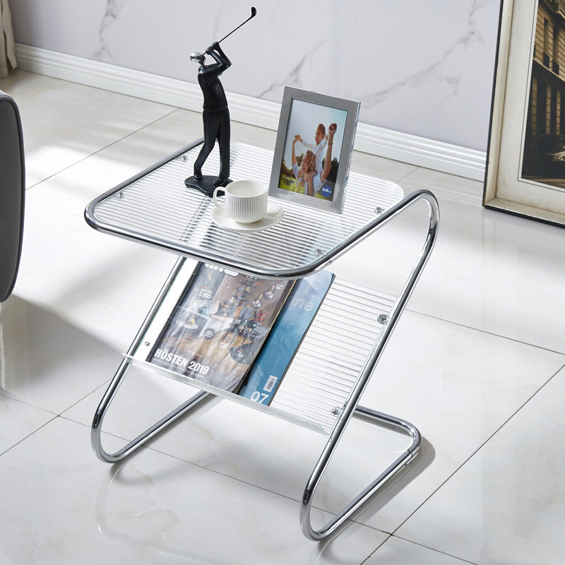 Lighom minimalist z-shape silver end & side tables