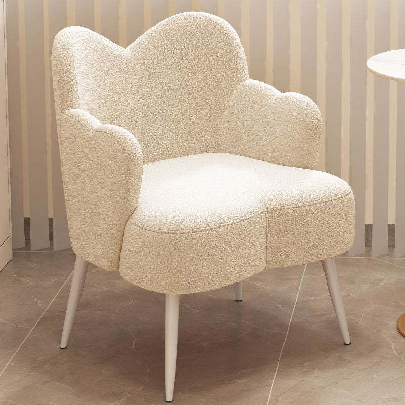 Minimalist Cream Curve Lambswool Vanity Stool — Gold / Pink