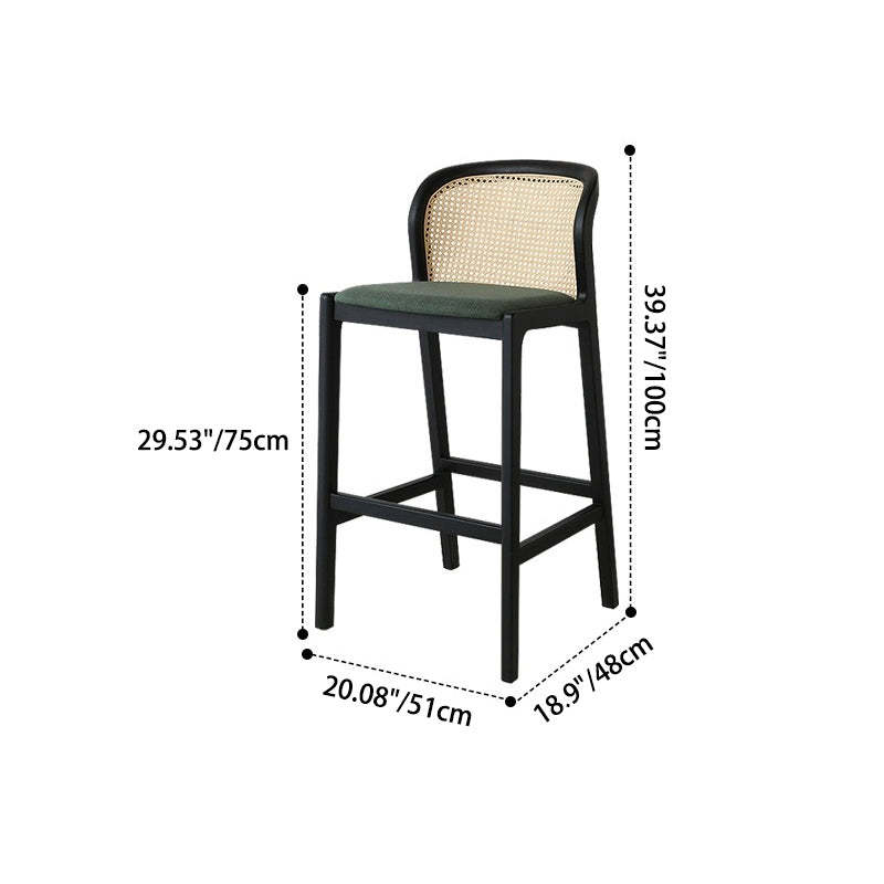 French Fabric Wood Bar Stool