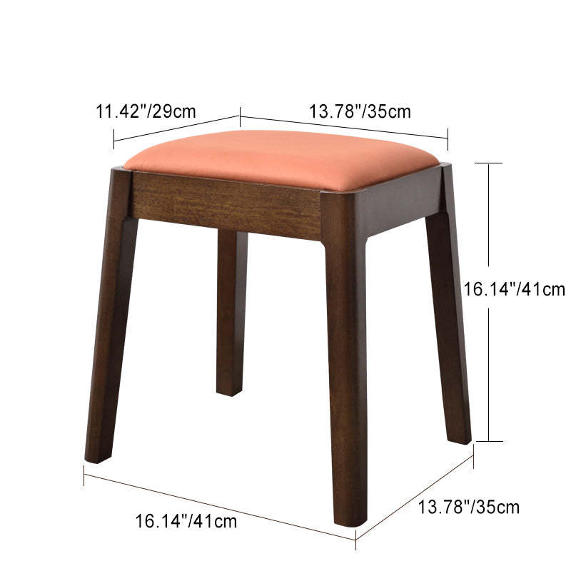 Minimalist Wood Leather Vanity Stool