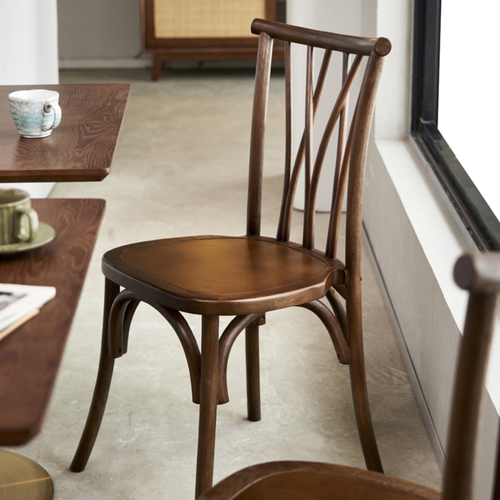 Vintage Crossover Wood Dining Chair — Walnut - Wood
