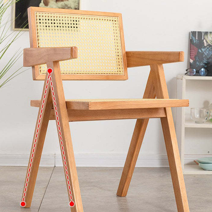Minimalist wood dining chairs & benches in rattan wood