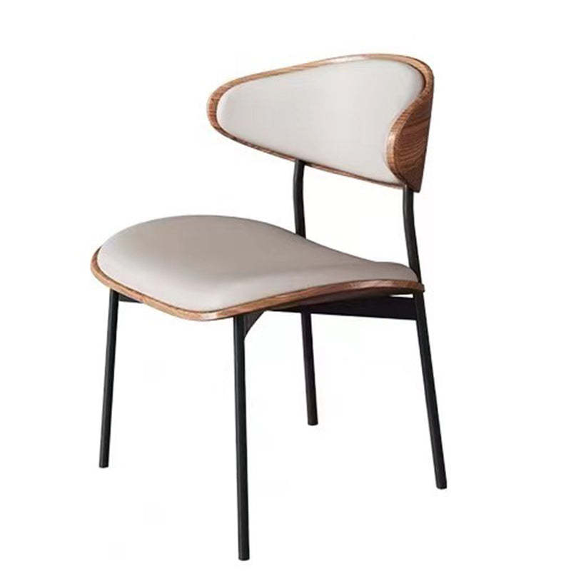 Retro PU Wood Metal Curved Dining Chair