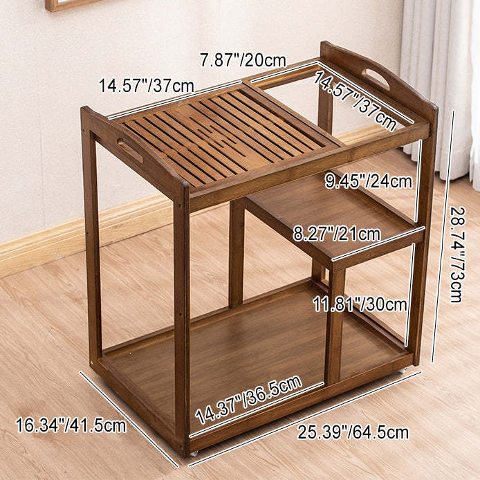 Minimalist Solid Wood 3-Tier End Table — Glass Fully Automatic