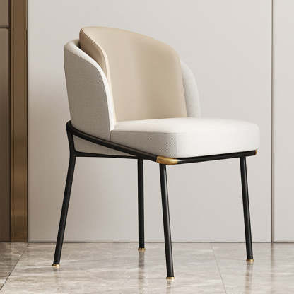 Nordic Fabric Leather Steel Dining Chair — White