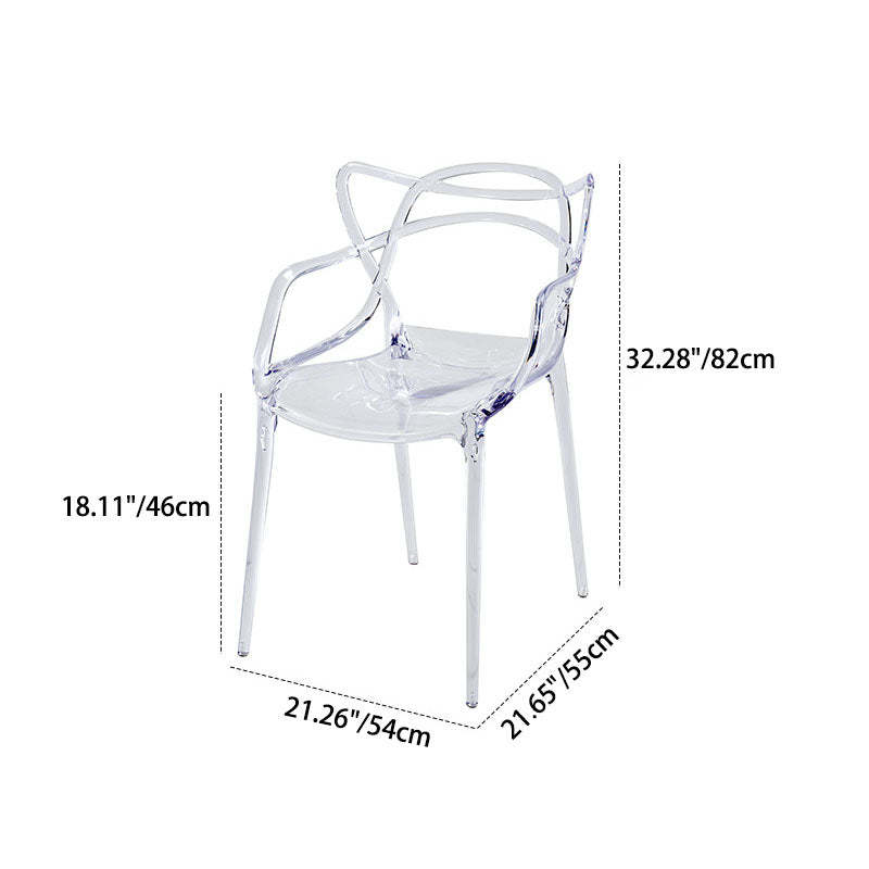 Contemporary Curved Plastic Acrylic Dining Chair — Amber