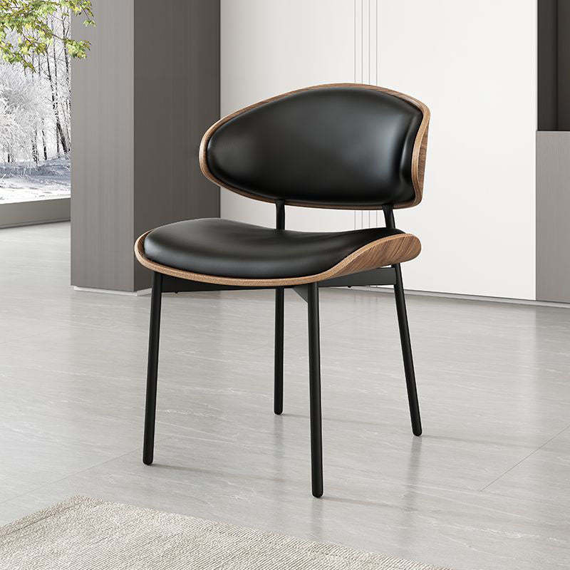 Modern Loop-Back Microfiber Leather Dining Chair