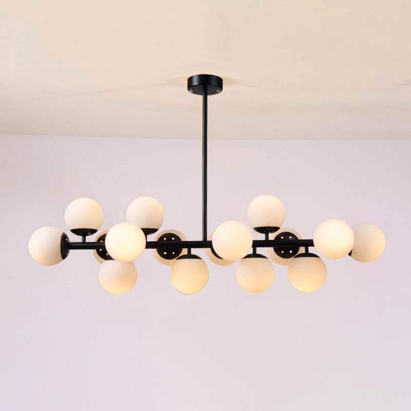 Scandinavian Long Globe Iron Island Chandelier