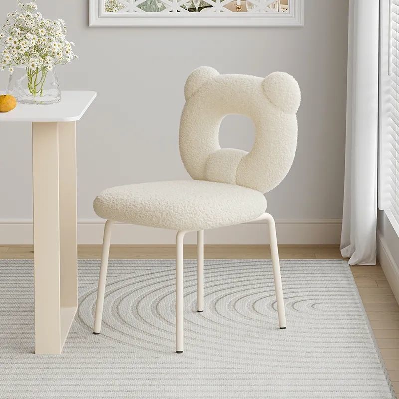 Minimalist Bear Lambswool Fabric Vanity Stool