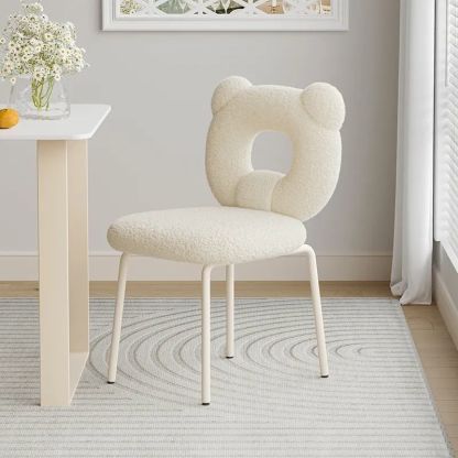 Minimalist Bear Lambswool Fabric Vanity Stool
