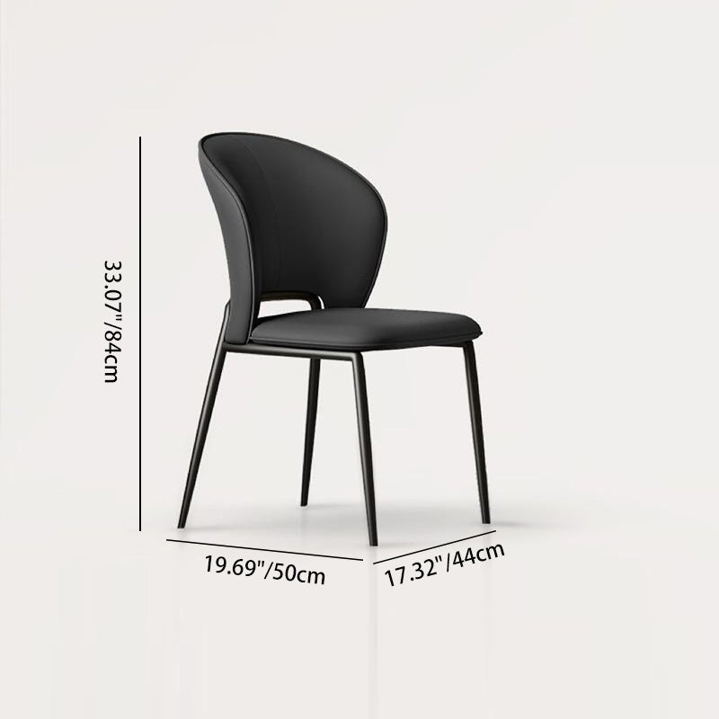 Modern Fiber Leather Metal Dining Chair — Mocha Color