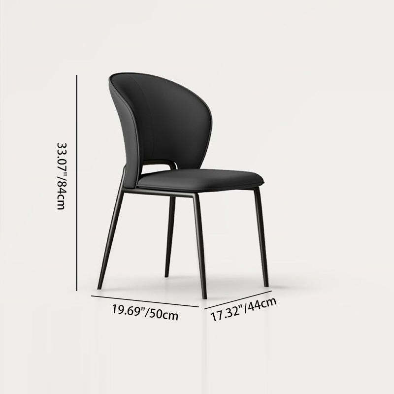 Modern Fiber Leather Metal Dining Chair — Mocha Color