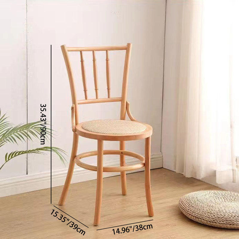 Vintage Cylinder Wood Rattan Dining Chair — Rattan / Honey Color