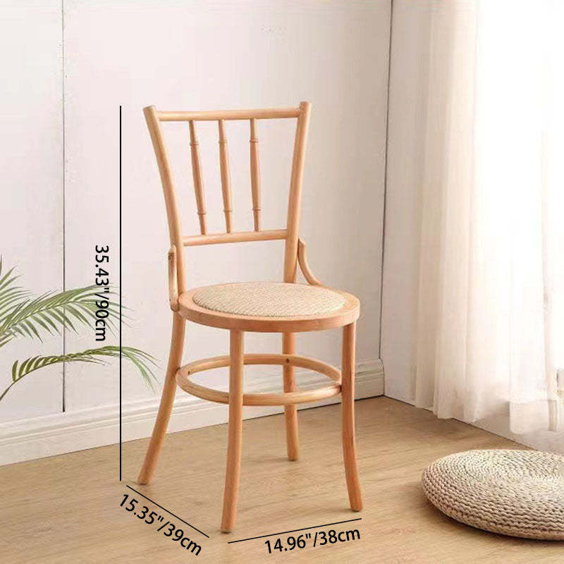 Vintage Cylinder Wood Rattan Dining Chair — Rattan / Honey Color