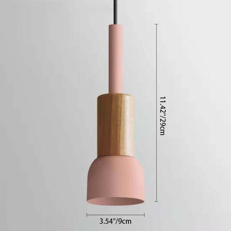 Scandinavian Irregular Cylinder Iron Wood Pendant Light