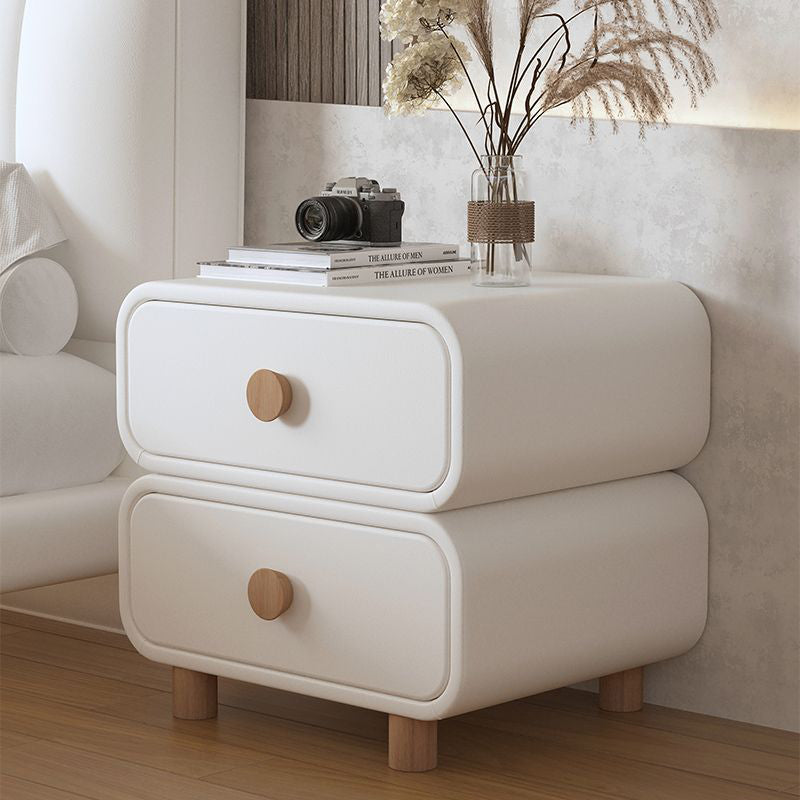 Scandinavian Solid Wood Square Nightstand 2-Drawer