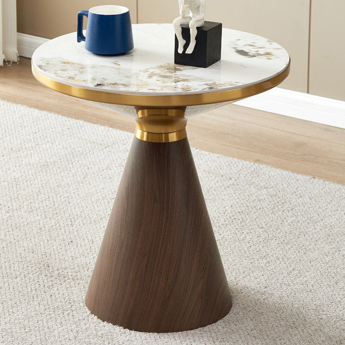 Modern Cone Rock Slab Steel Side Table — B