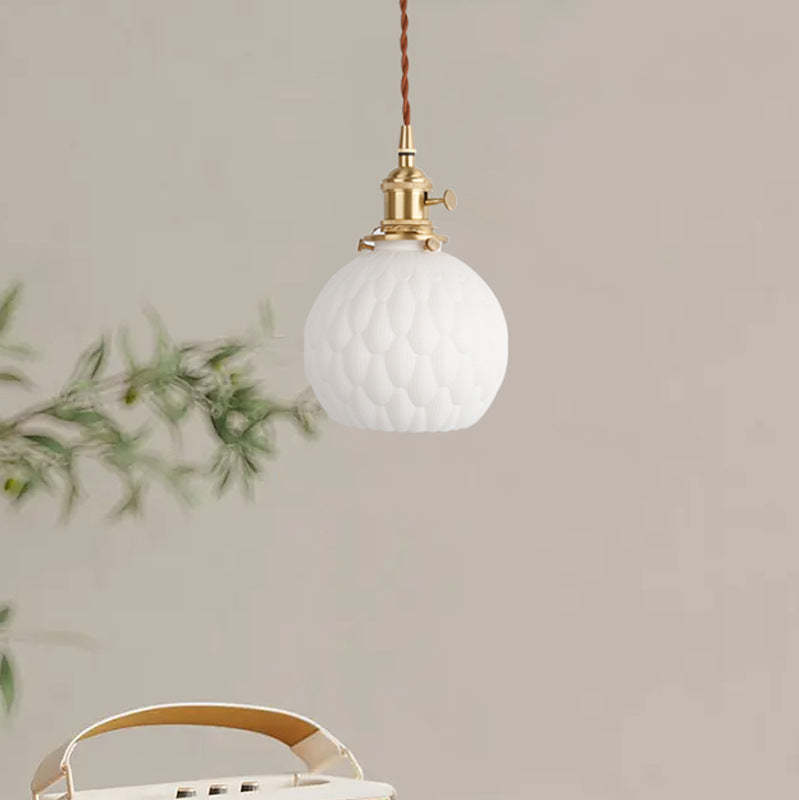 Japanese Minimalist Pure White Ceramic Pendant Light — D / Iron Brass Plating / 110V-120V For US/CA