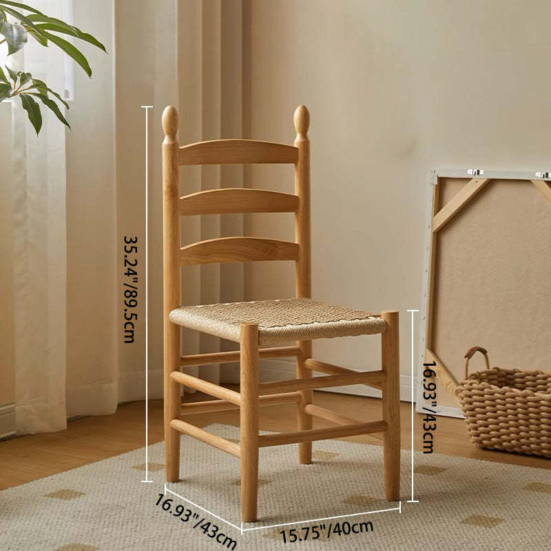 Retro Woven Rubberwood Cord Dining Chair